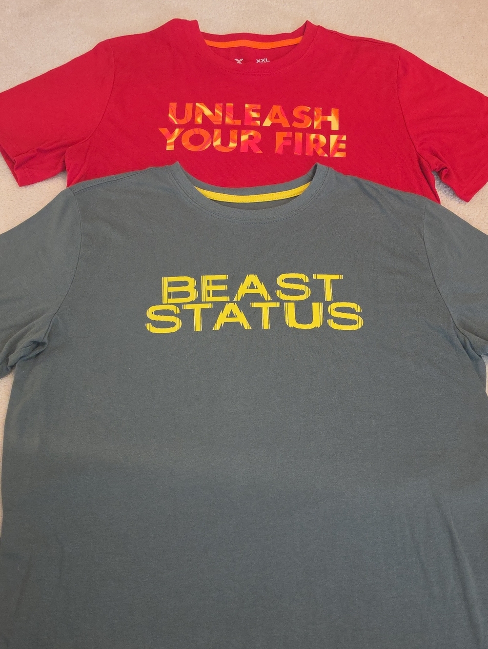 Xersion Boys Red & Gray Graphic Tees - 'Unleash Your Fire' & 'Beast Status'